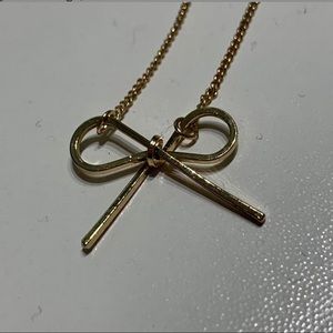 Tiny bow gold necklace